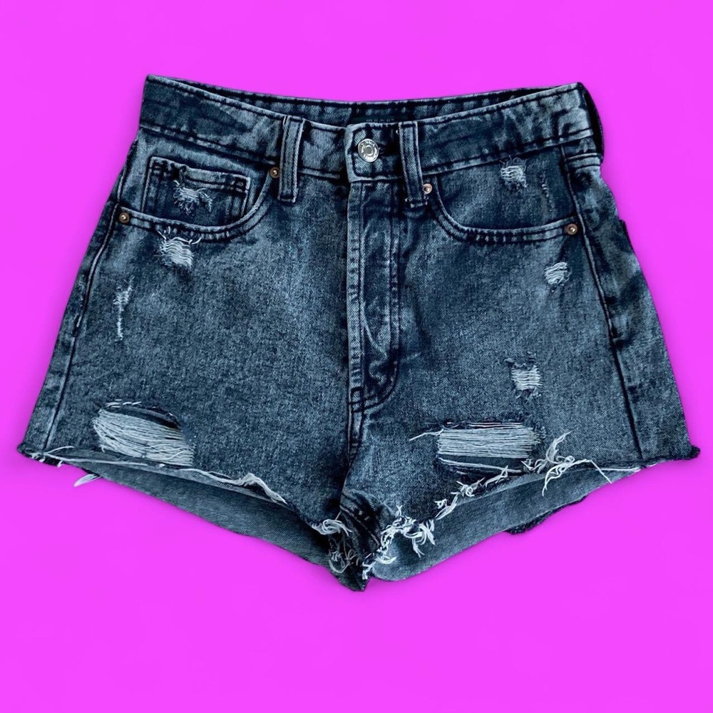 Denim ⛓️ Shorts | High Waisted | Grunge | Acid Wash | XXS | 00 | Cheeky